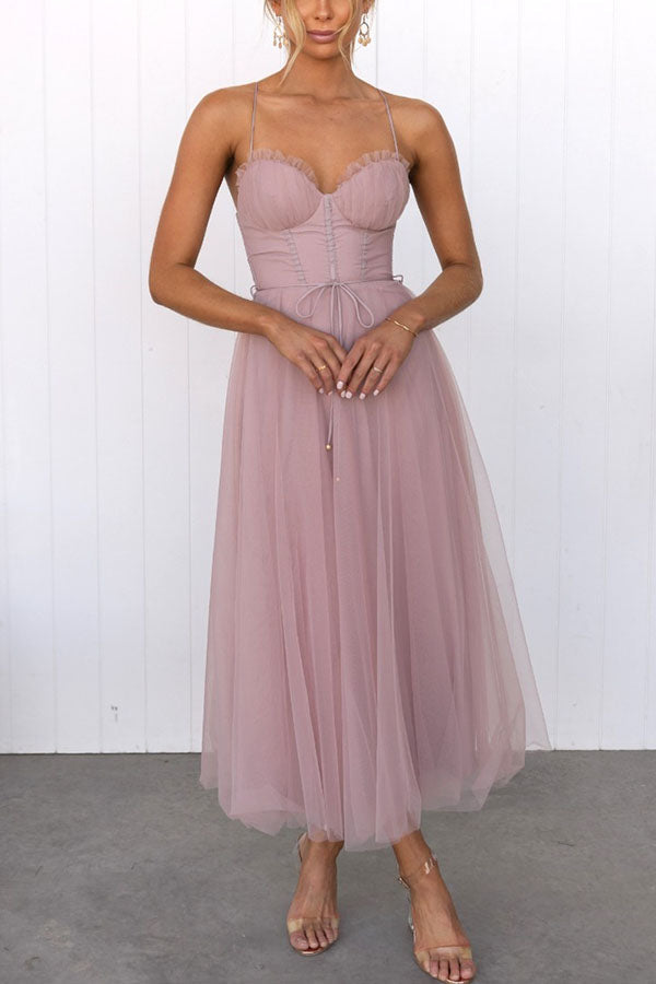 Princess Chiffon Suspenders Party Maxi Dress