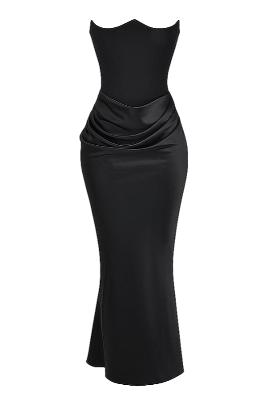 Emily Draped Strapless Maxi Dress