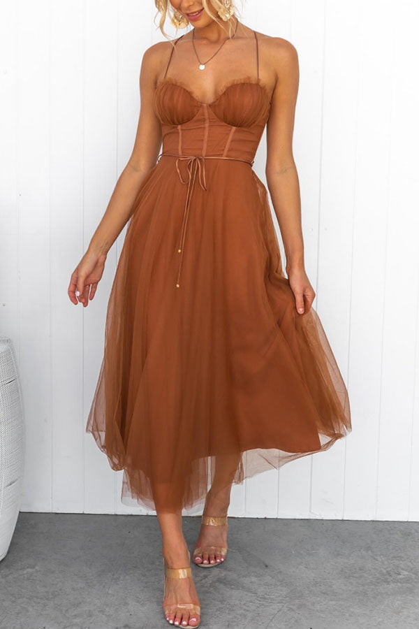 Princess Chiffon Suspenders Party Maxi Dress