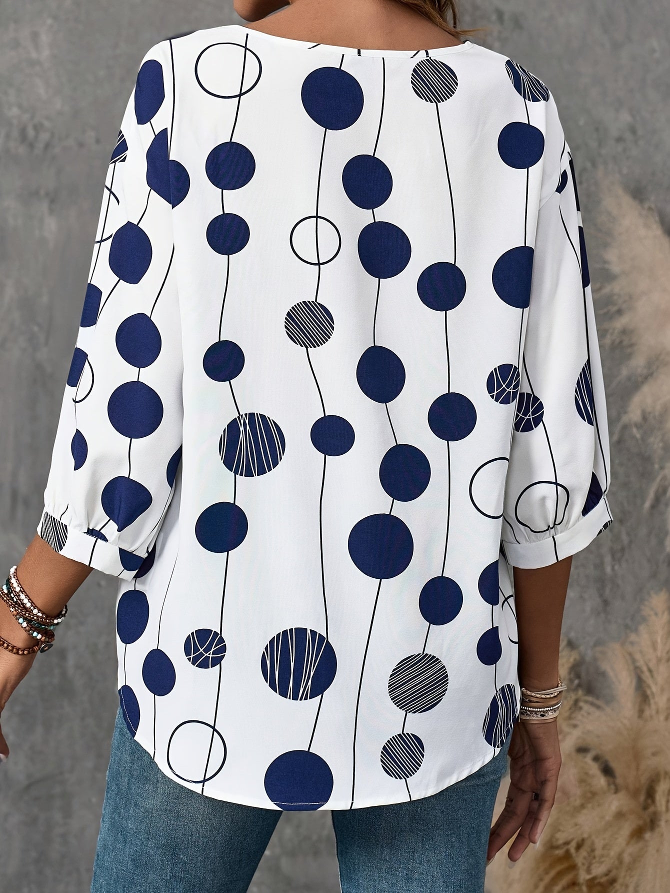 Polka | Middle East Style Elegant Crew Neck Blouse