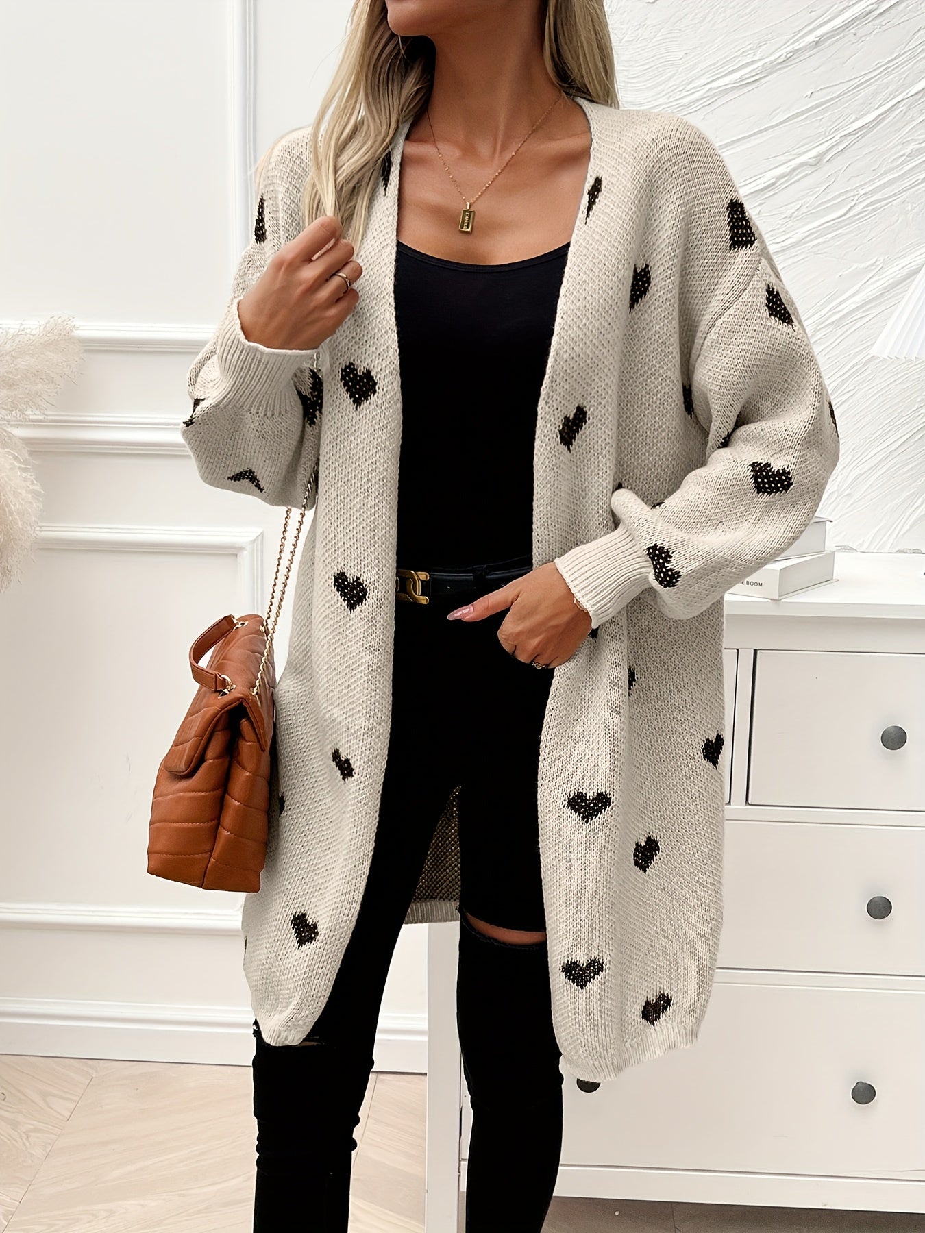 Casual Long Sleeve Drop Shoulder Cardigan