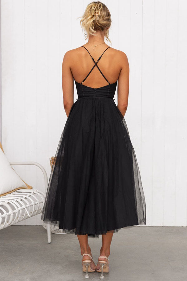 Princess Chiffon Suspenders Party Maxi Dress