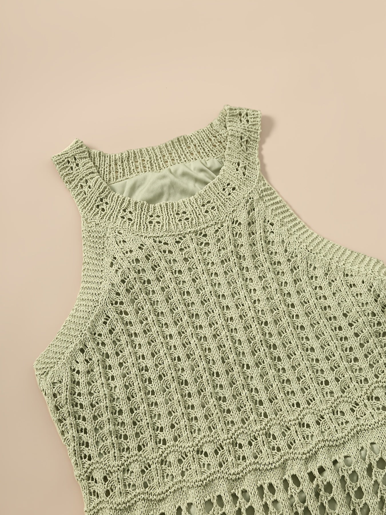 Elegant Sleeveless Knit Beach Cover-Up Dress