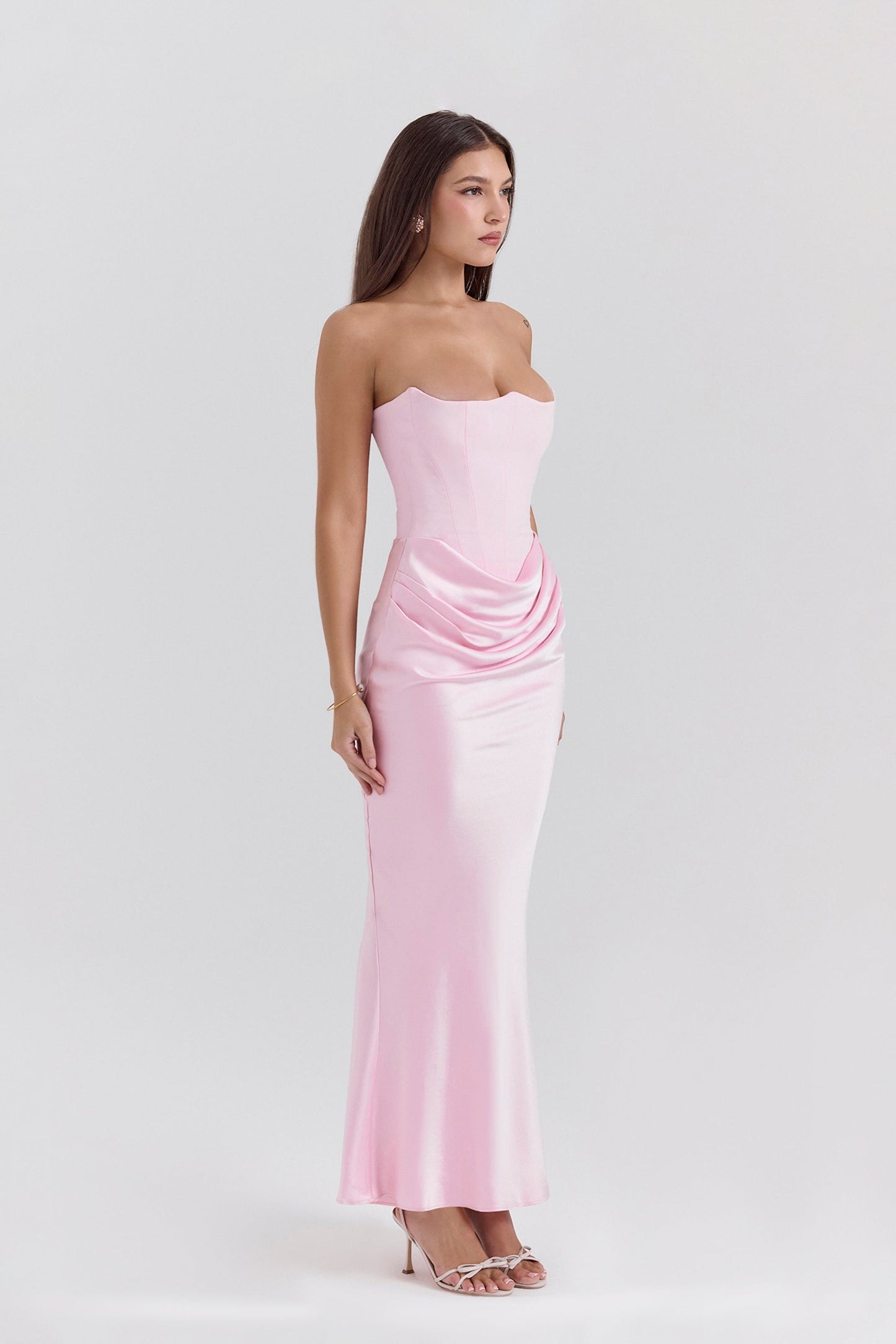 Emily Draped Strapless Maxi Dress