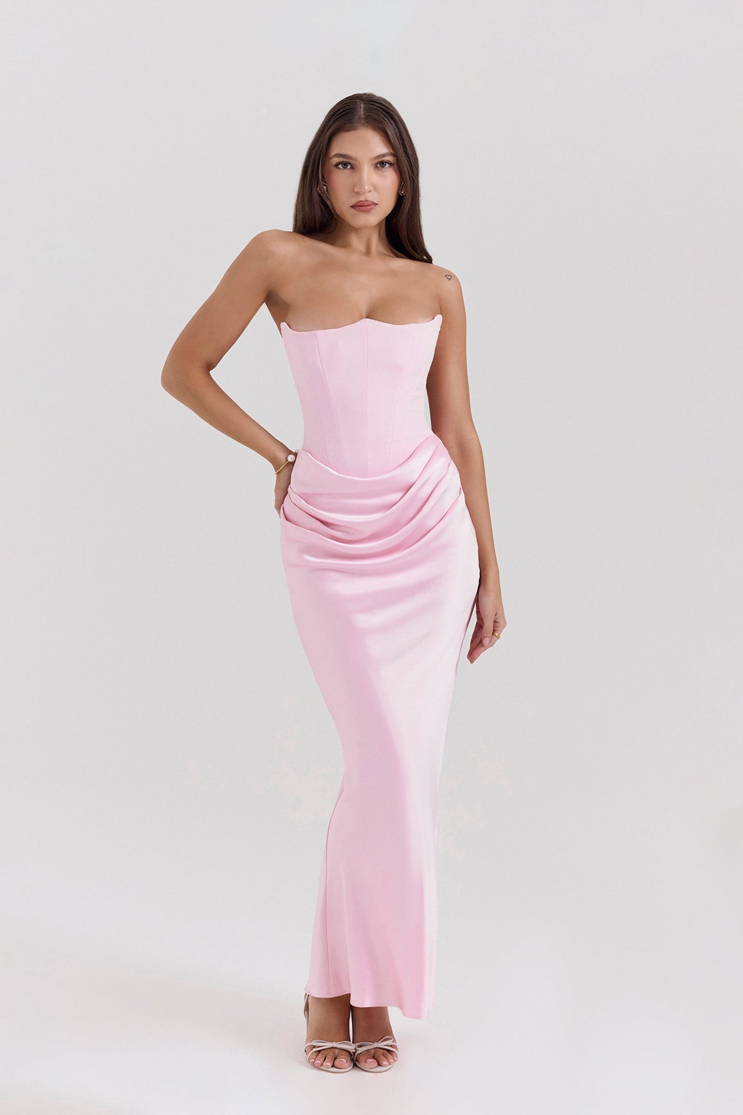 Emily Draped Strapless Maxi Dress