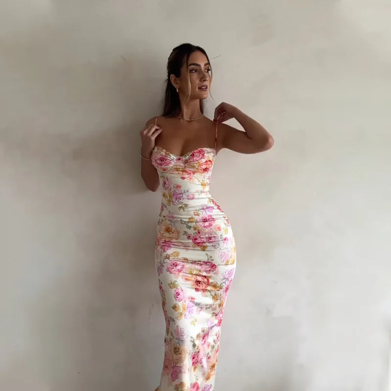 Lacy Floral Sweetheart Slip Dress