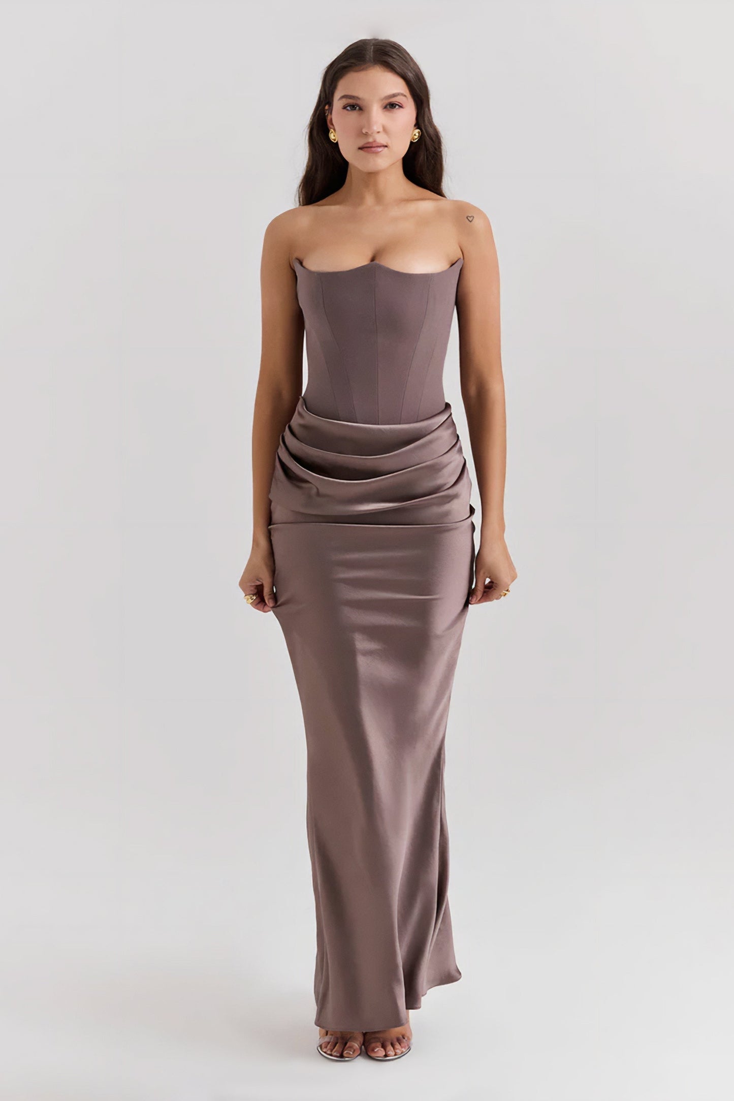 Emily Draped Strapless Maxi Dress