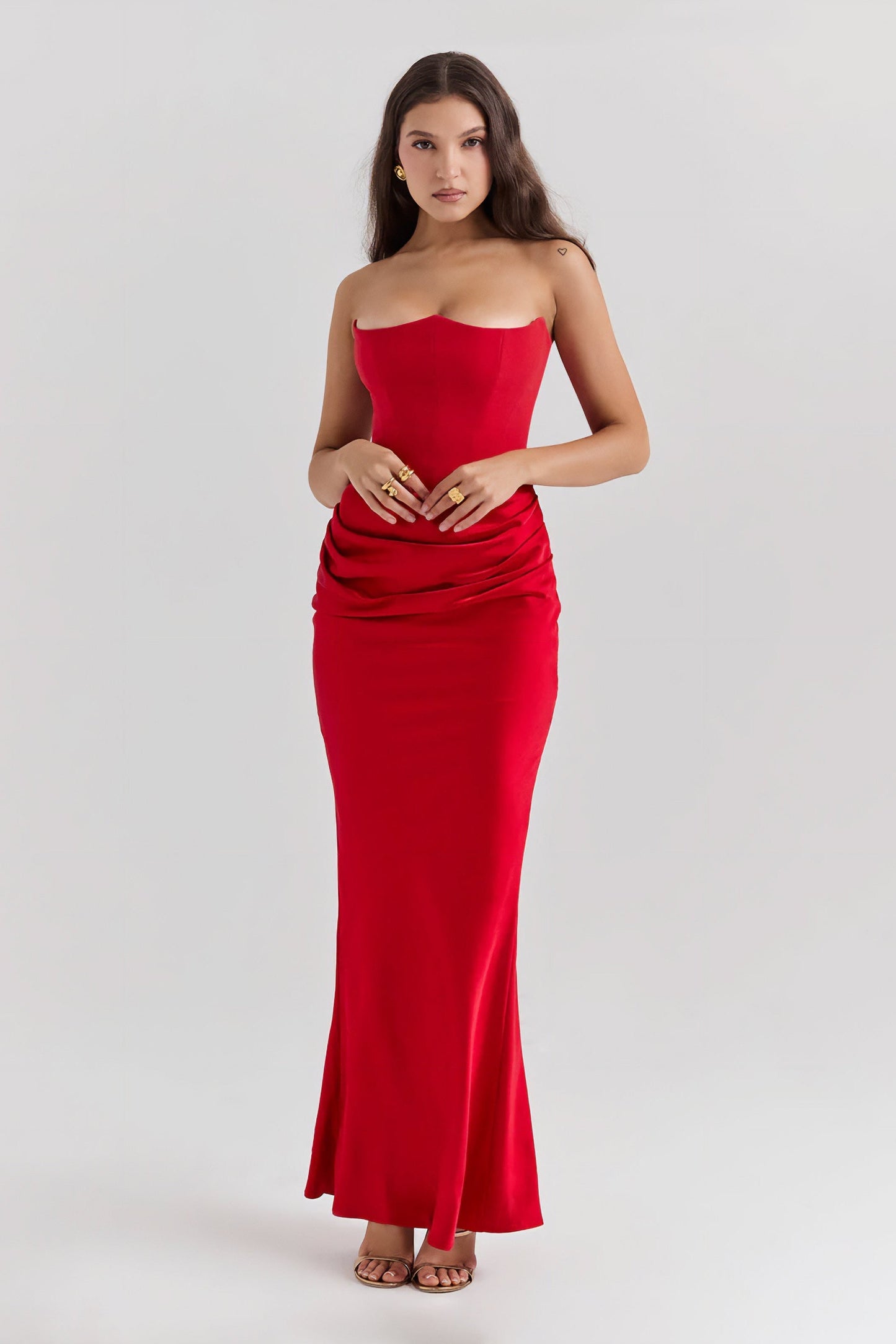 Emily Draped Strapless Maxi Dress