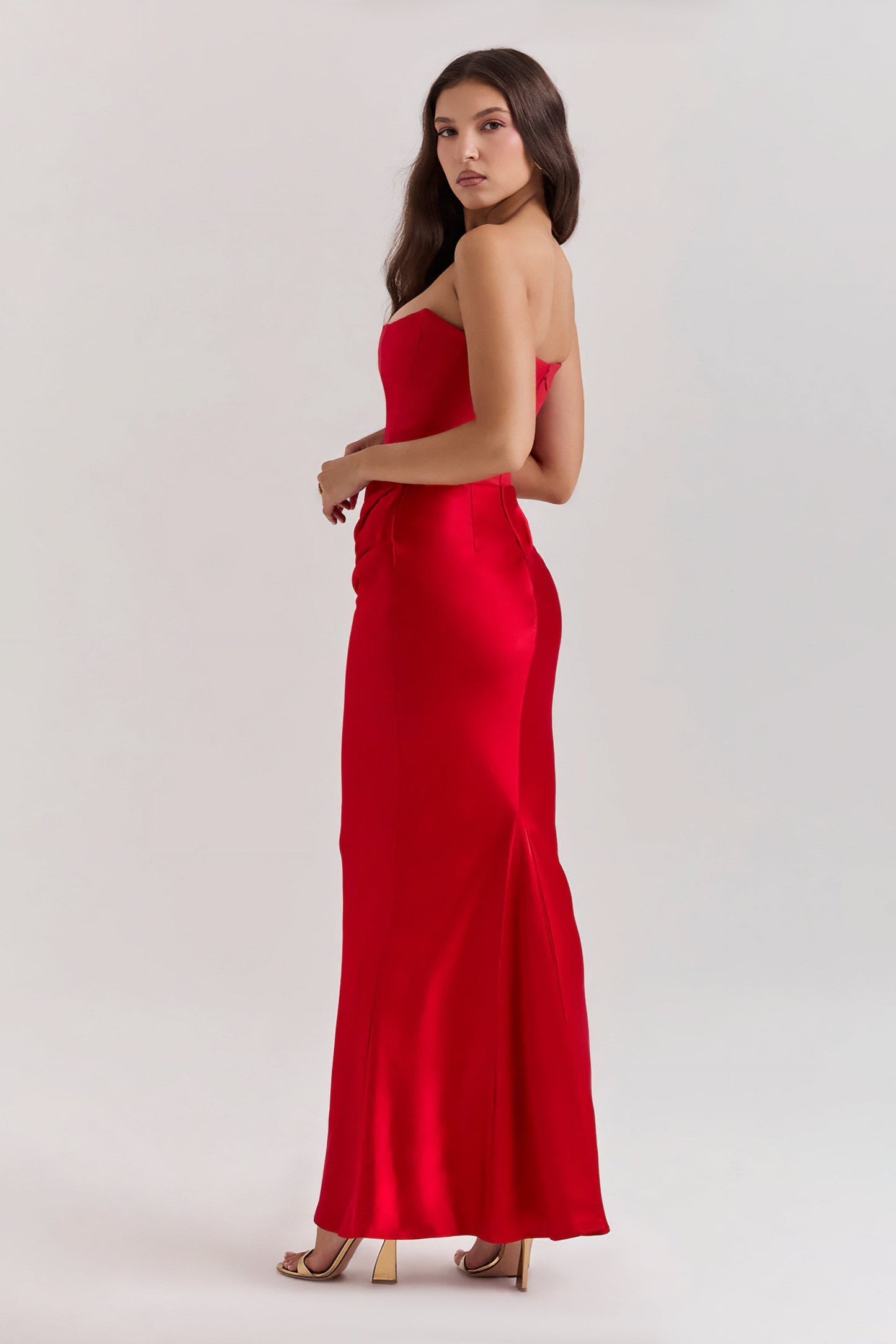 Emily Draped Strapless Maxi Dress
