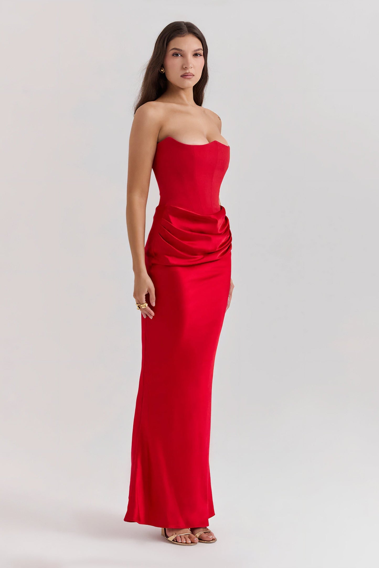 Emily Draped Strapless Maxi Dress