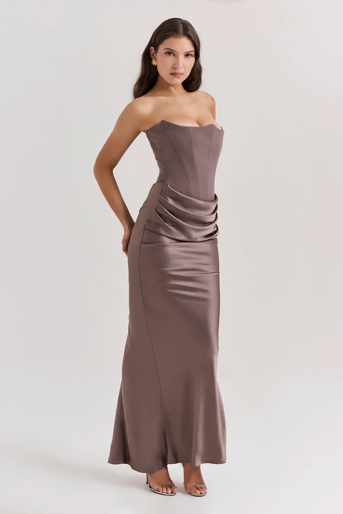 Emily Draped Strapless Maxi Dress