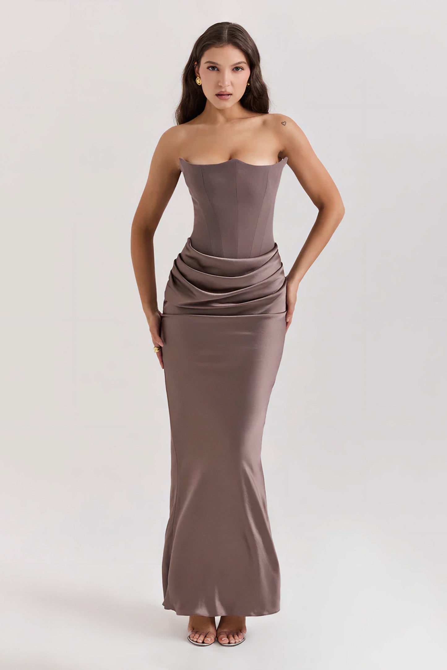 Emily Draped Strapless Maxi Dress