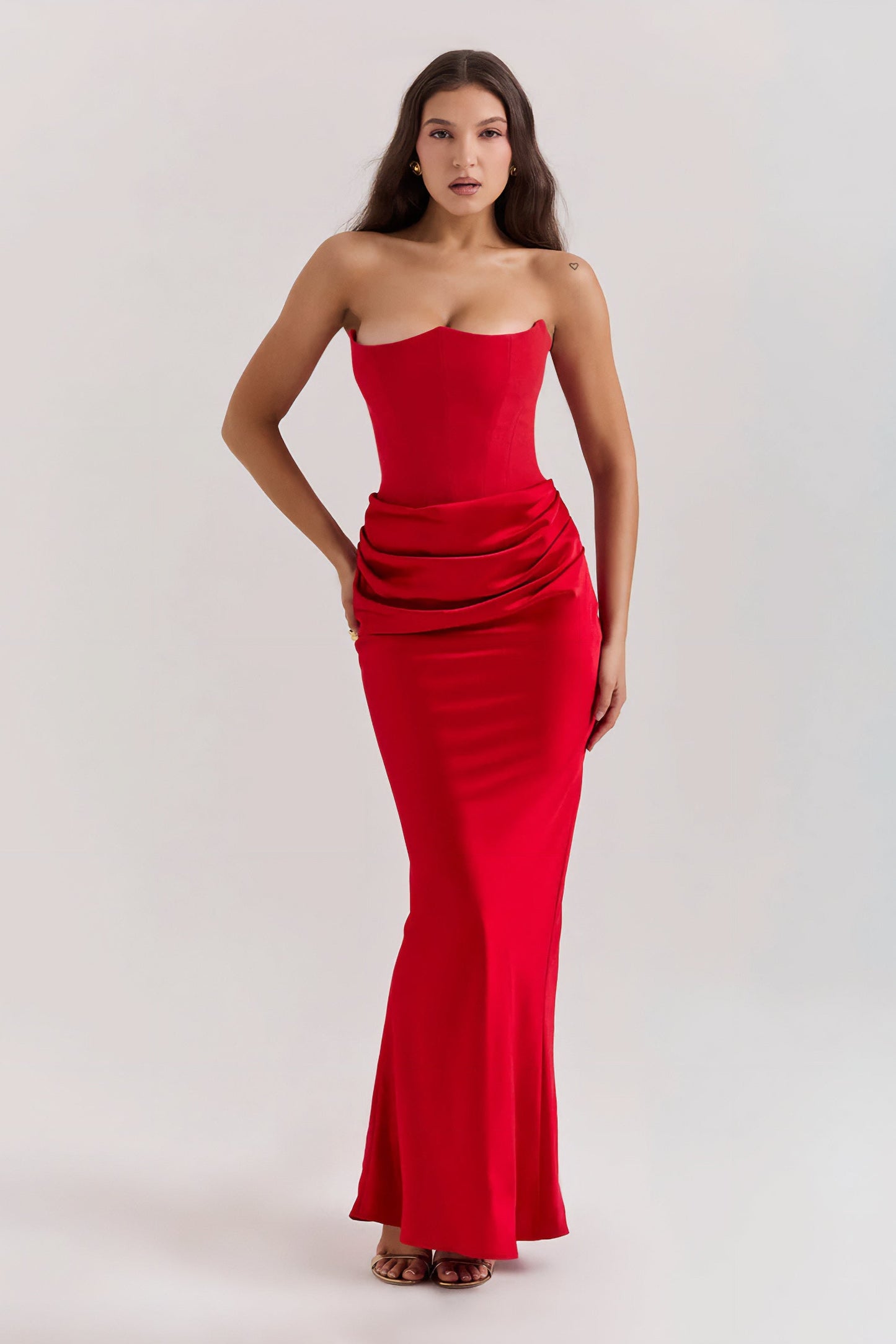 Emily Draped Strapless Maxi Dress