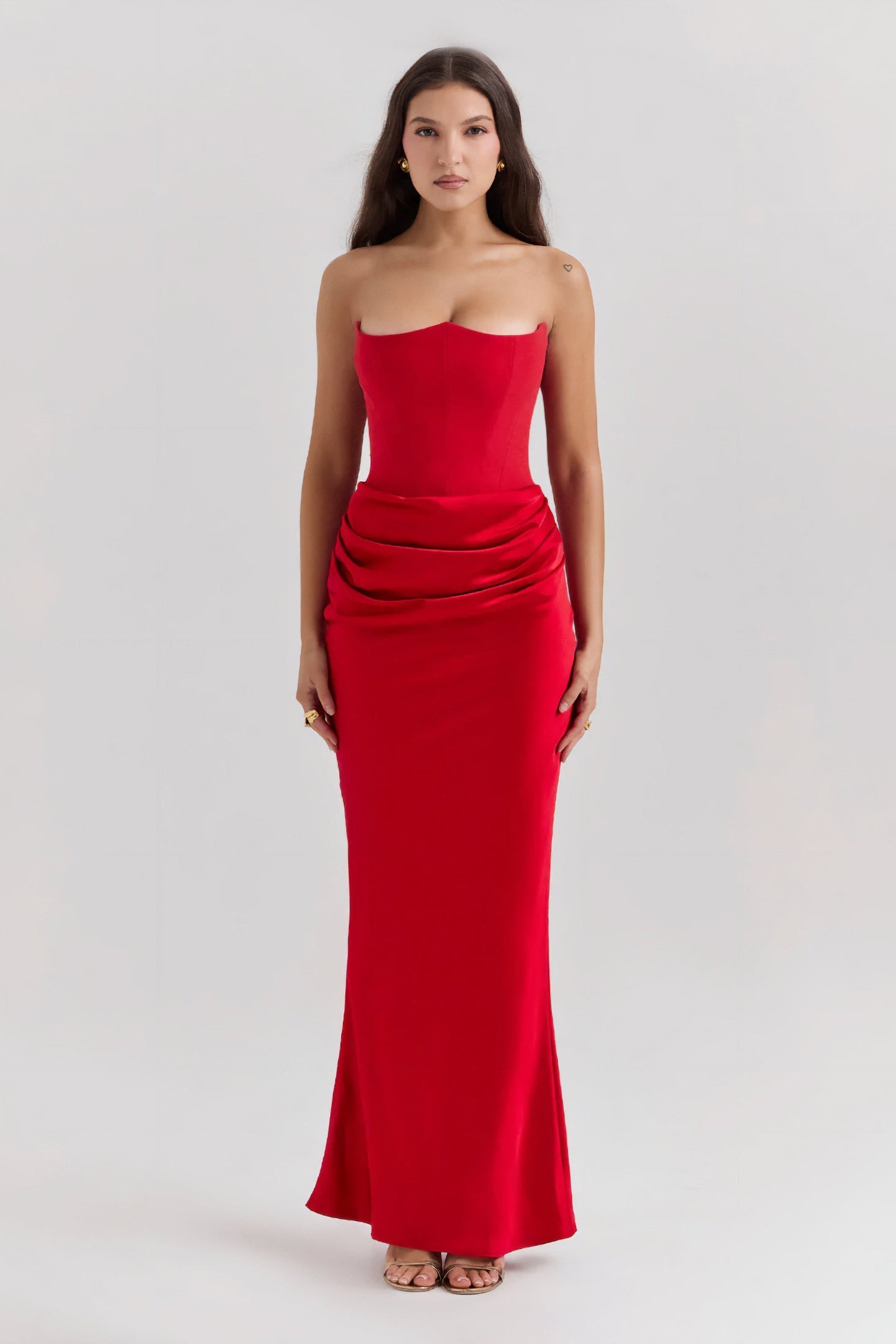 Emily Draped Strapless Maxi Dress