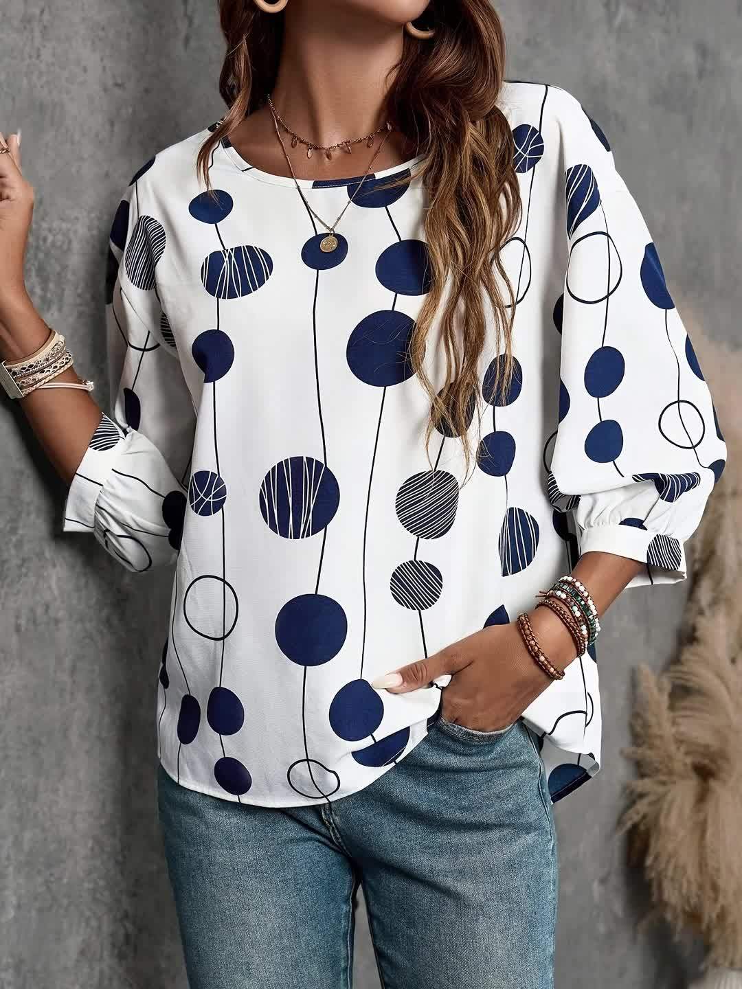 Polka | Middle East Style Elegant Crew Neck Blouse