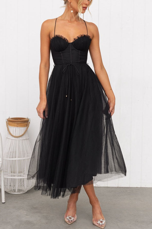Princess Chiffon Suspenders Party Maxi Dress
