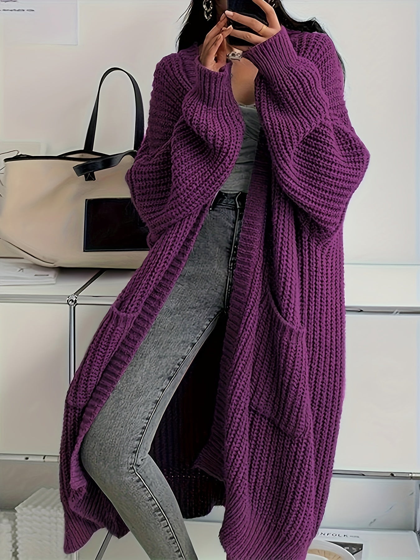 Casual Long Sleeve Open Front Cardigan