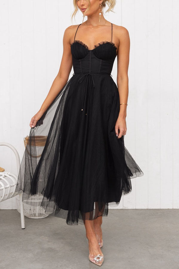 Princess Chiffon Suspenders Party Maxi Dress