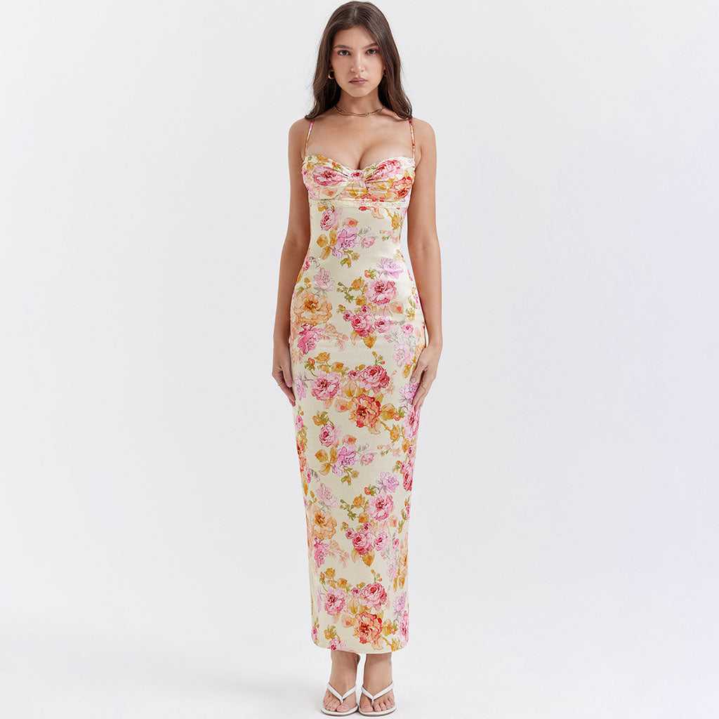 Lacy Floral Sweetheart Slip Dress