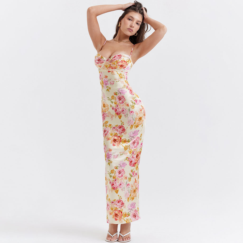 Lacy Floral Sweetheart Slip Dress