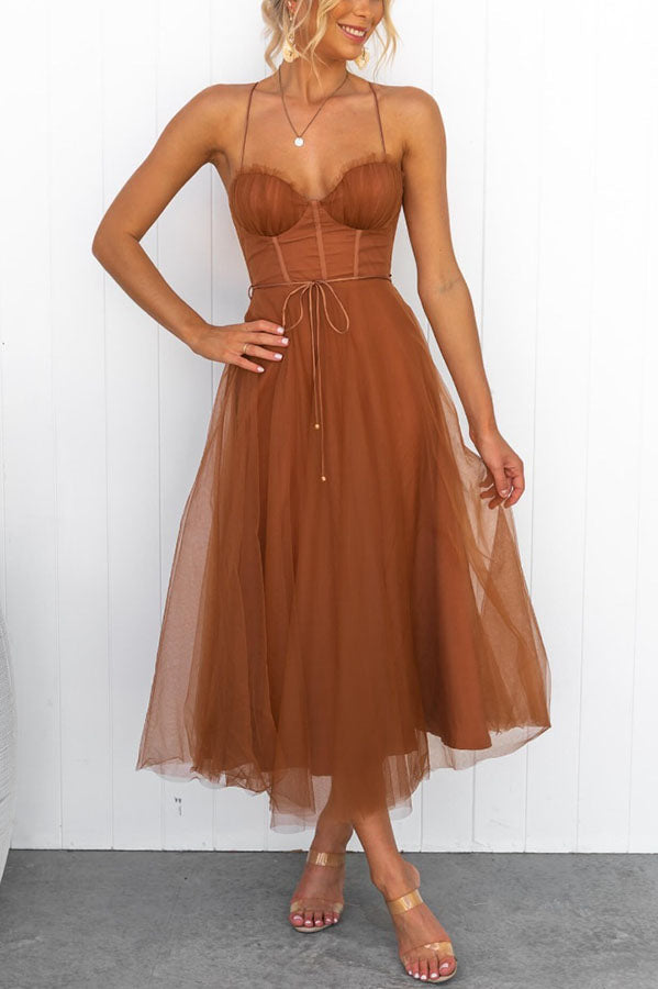 Princess Chiffon Suspenders Party Maxi Dress