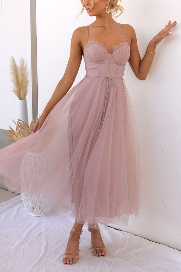 Princess Chiffon Suspenders Party Maxi Dress