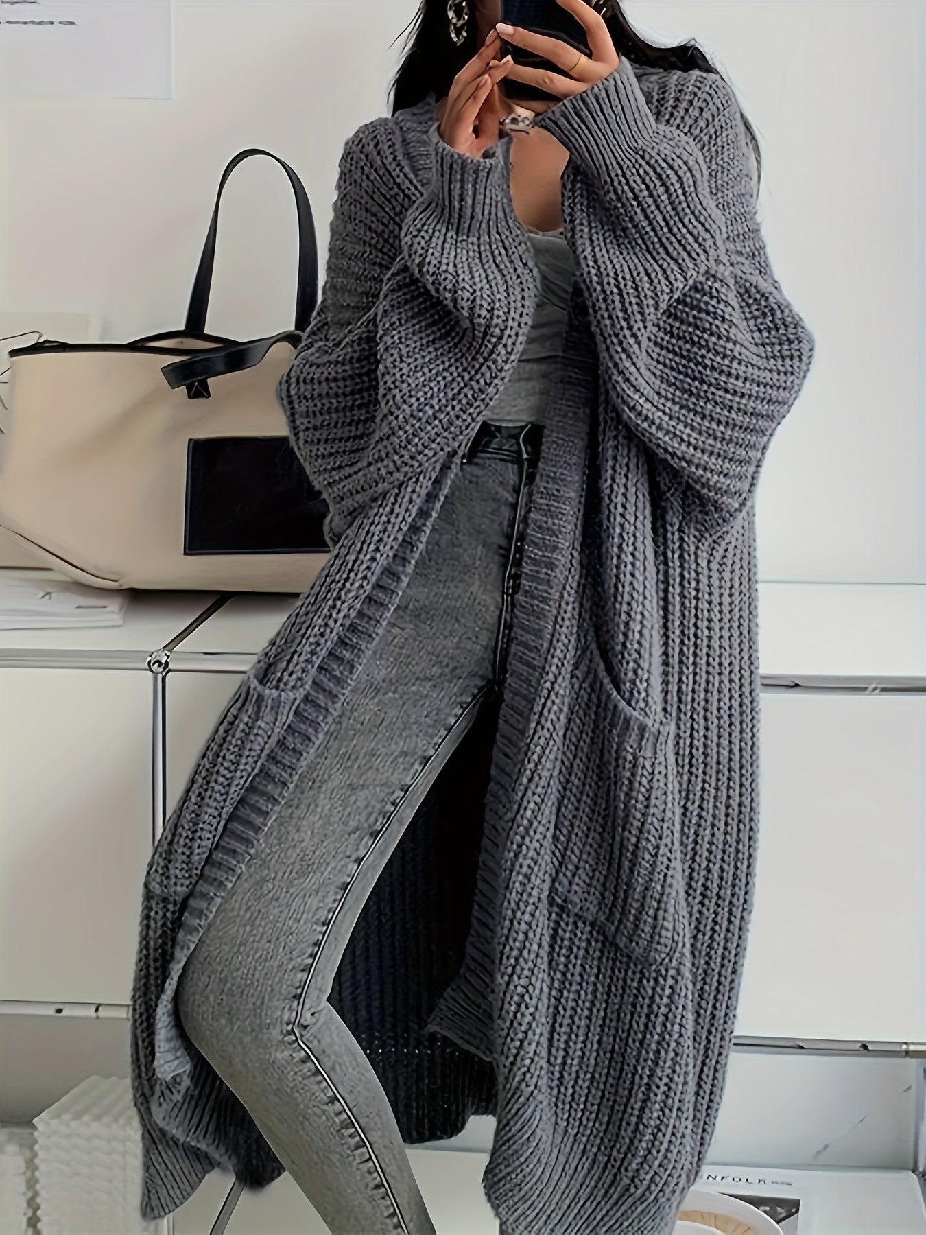 Casual Long Sleeve Open Front Cardigan