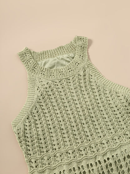 Elegant Sleeveless Knit Beach Cover-Up Dress