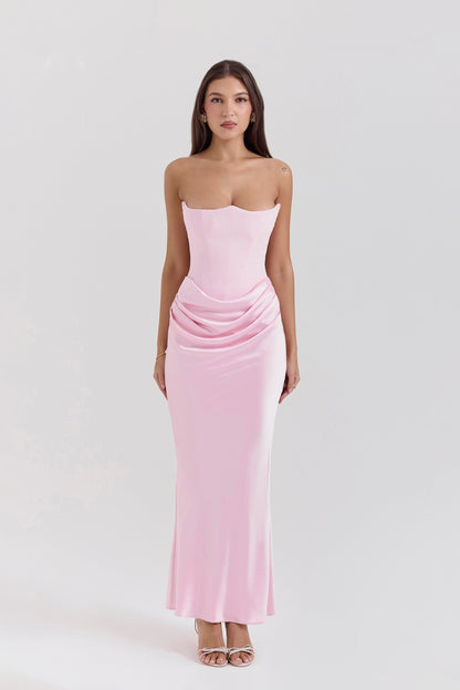 Emily Draped Strapless Maxi Dress