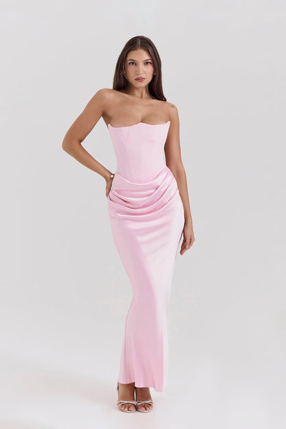 Emily Draped Strapless Maxi Dress