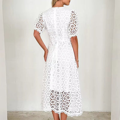 Aurora | V-Neck Maxi Dress with Puff Sleeves