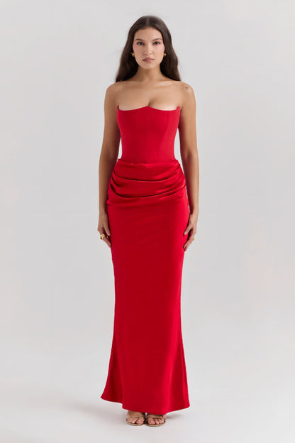 Emily Draped Strapless Maxi Dress