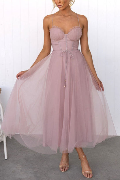 Princess Chiffon Suspenders Party Maxi Dress