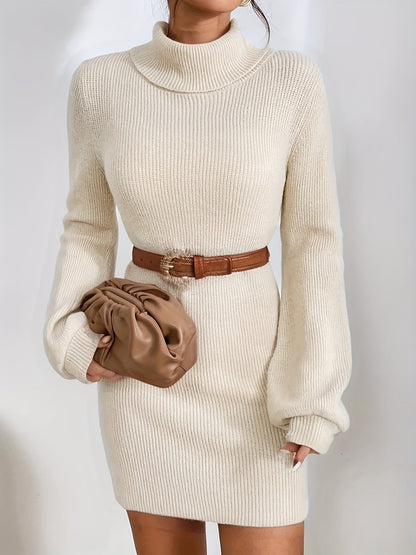 Turtle Neck Mini Jumper Dress in Espresso