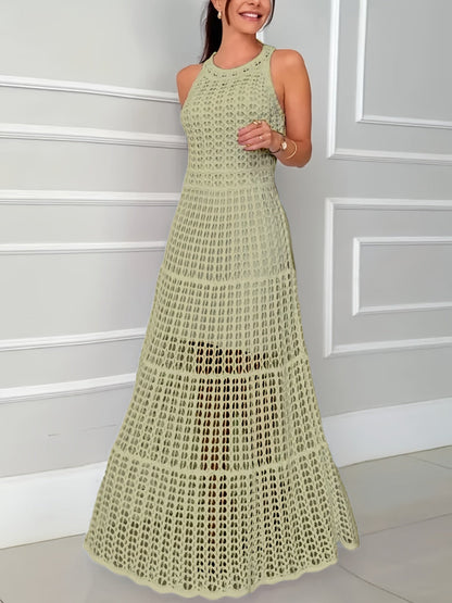 Elegant Sleeveless Knit Beach Cover-Up Dress