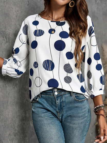Polka | Middle East Style Elegant Crew Neck Blouse