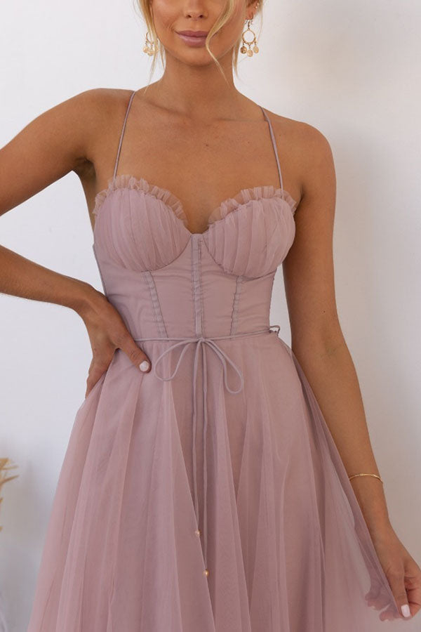 Princess Chiffon Suspenders Party Maxi Dress