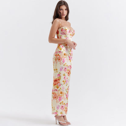 Lacy Floral Sweetheart Slip Dress